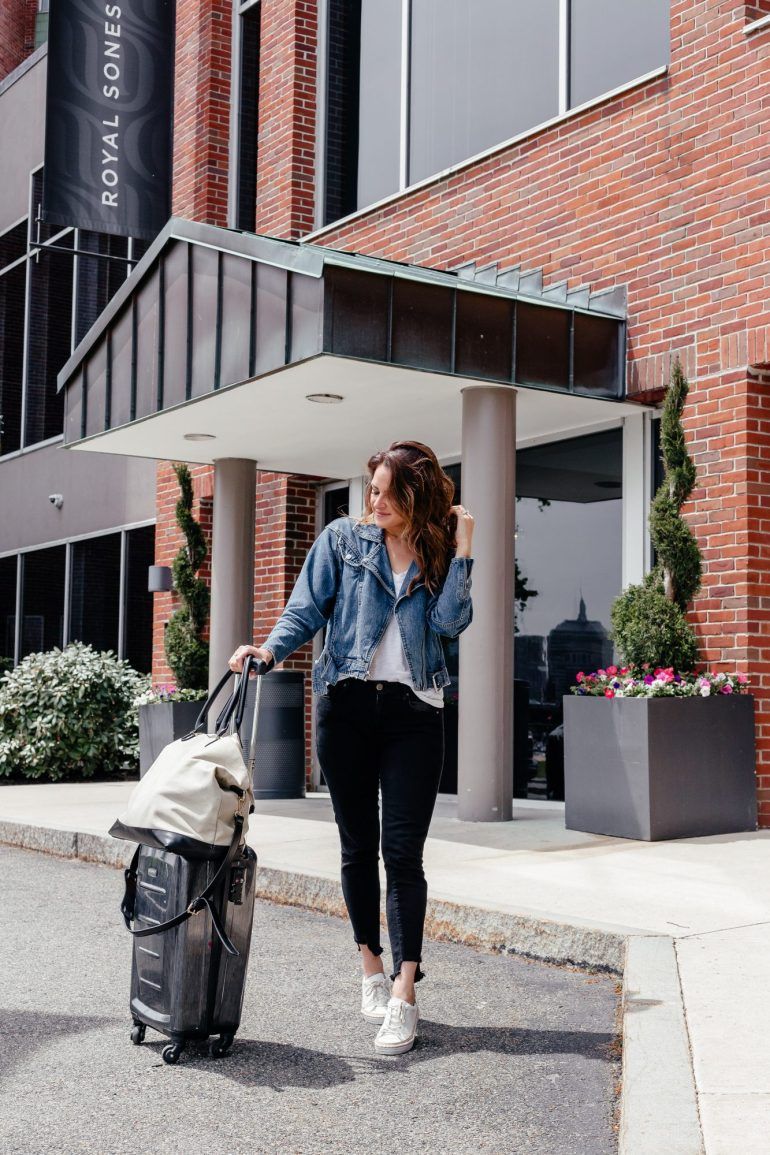 Classic Travel Ensemble: Denim Jacket and Skinny Jeans Classic Travel Ensemble: Denim Jacket and Skinny Jeans — Boston Outfits