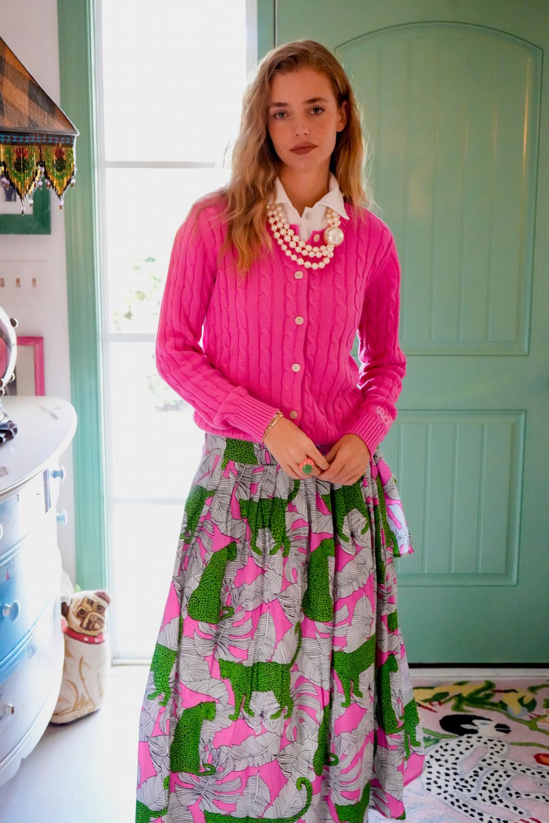 Patterned Wrap Skirt with Cardigan Patterned Wrap Skirt with Cardigan — Wrap Skirt Outfits