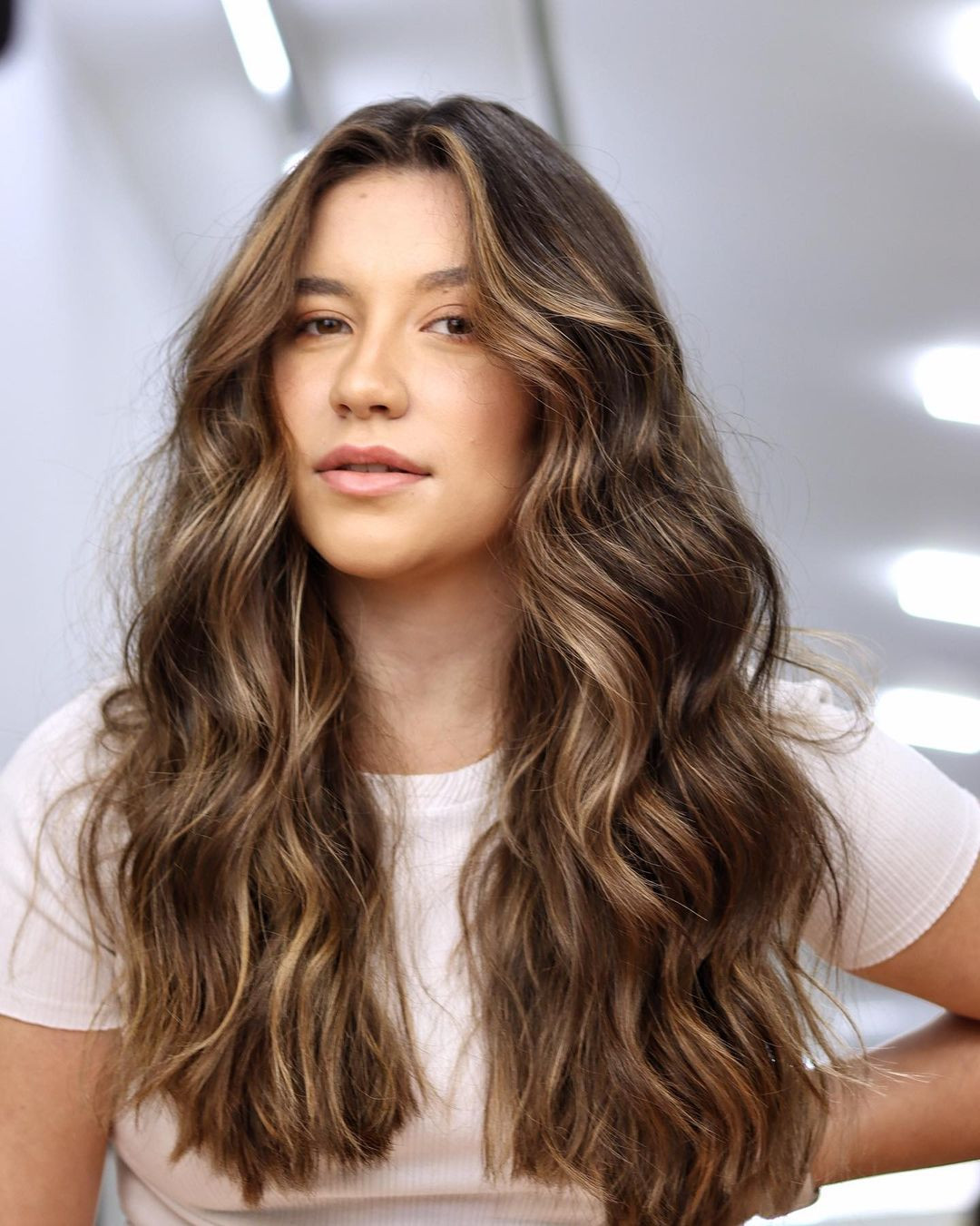 Dark Brown With Lighter Balayage Blend Dark Brown With Lighter Balayage Blend — Hair Color for Olive Skin Brown Eyes