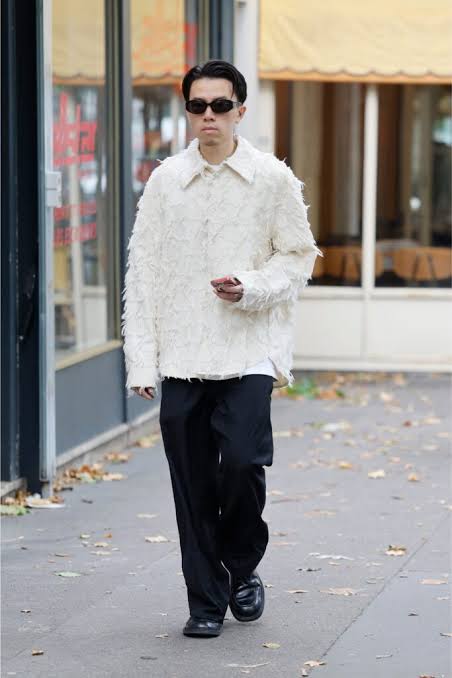 Textured White Jacket and Wide-Leg Trousers for Fashion-Forward Travel Textured White Jacket and Wide-Leg Trousers for Fashion-Forward Travel — Mens Vacation Outfits