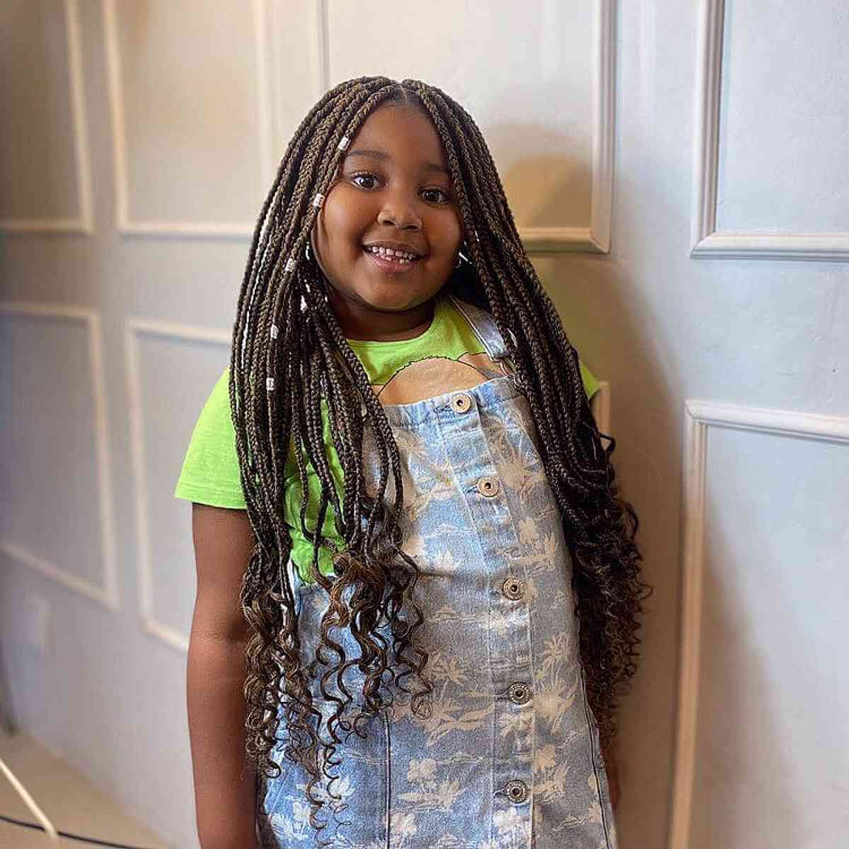 Mid-Back Braids With Brown Highlights Mid-Back Braids With Brown Highlights — Kids Box Braids