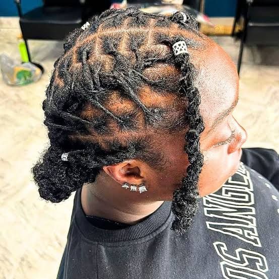 Black Locs with Front Braiding and Bun — Loc Bun