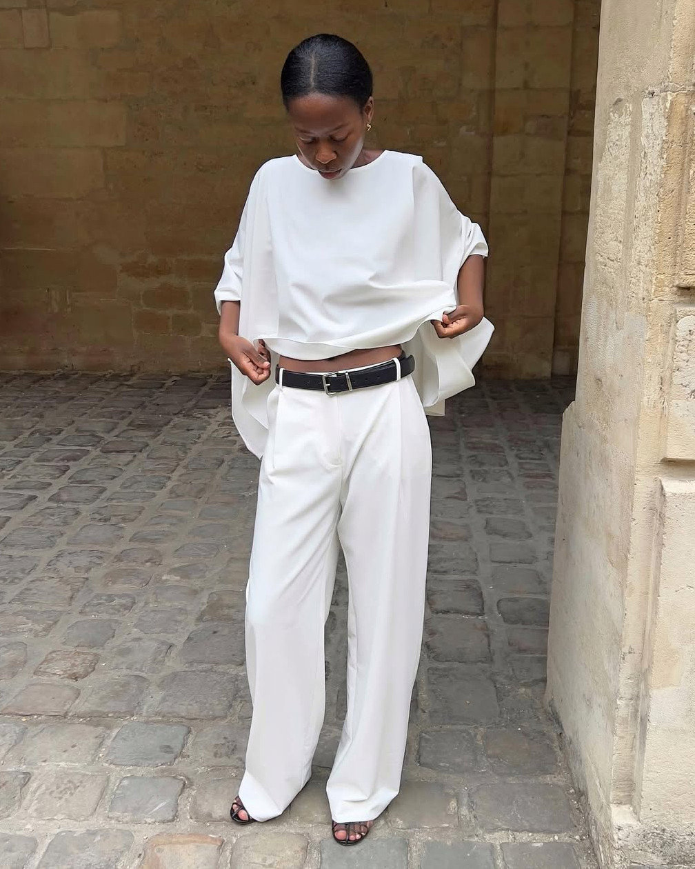 Smooth Possibly Linen Or Cotton Blend Outfit Idea — All White Party Outfits