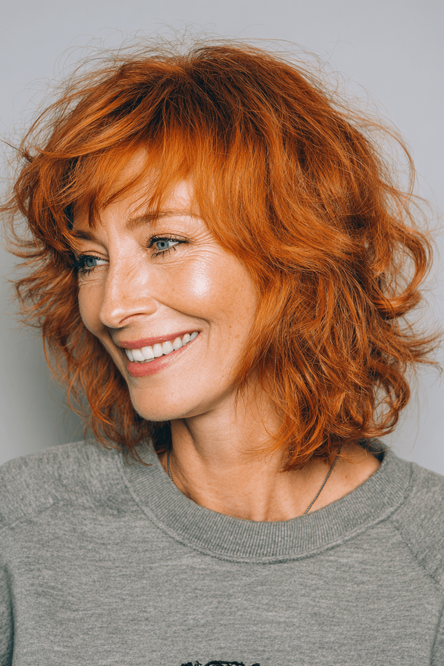 Vibrant Red Shag With Fringe — Hairstyles for Short Hair