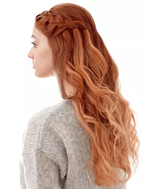 Auburn Blonde Balayage Waterfall Braid