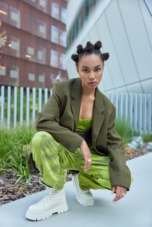 Olive Green Blazer with Lime Green Cargo Pants Olive Green Blazer with Lime Green Cargo Pants — Utilitarian Outfits