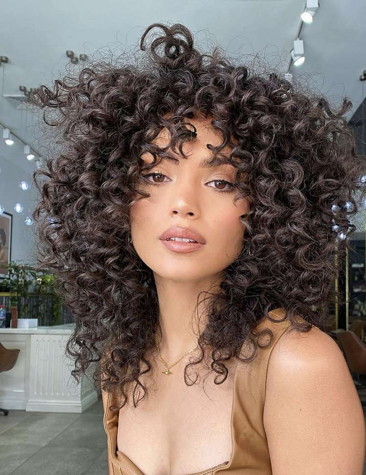 Shoulder Length Curly Hair With Full Bangs — Natural Hair with Bangs