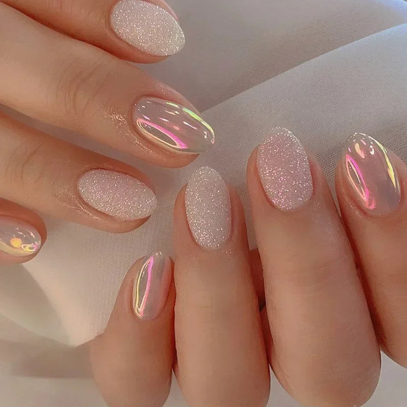 Pale Pink Glitter with Iridescent Shimmer Pale Pink Glitter with Iridescent Shimmer — Iridescent Nails