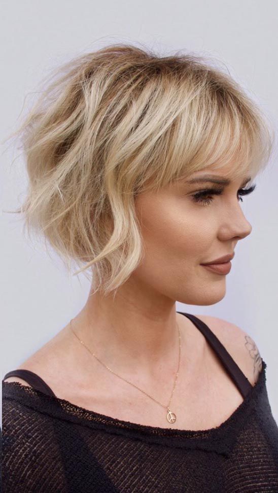 Platinum Bob With Piecey Texture — Choppy Bob