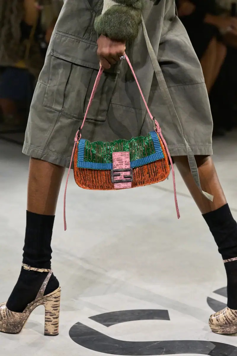Maximalist Flair: Beaded Baguette with Cargo Skirt and Platforms Maximalist Flair: Beaded Baguette with Cargo Skirt and Platforms — Baguette Bag Outfits