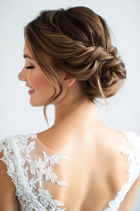 Romantic Medium Brown Braided Bun — Bachelorette Hairstyles
