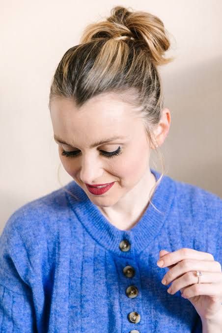 Full Top Knot On Short Light Brown Hair Full Top Knot On Short Light Brown Hair