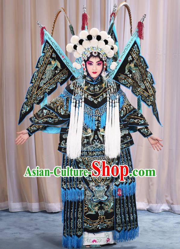 Ornate Beijing Opera Robe with Voluminous Sleeves and Headdress Ornate Beijing Opera Robe with Voluminous Sleeves and Headdress — Opera Outfits