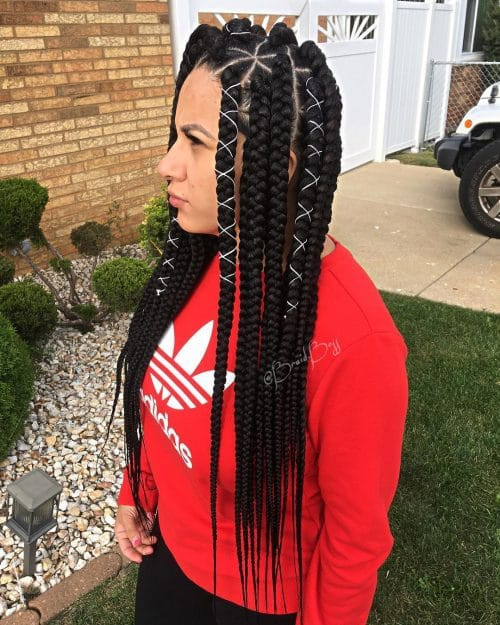 Triangle Part Braids With White Thread Triangle Part Braids With White Thread