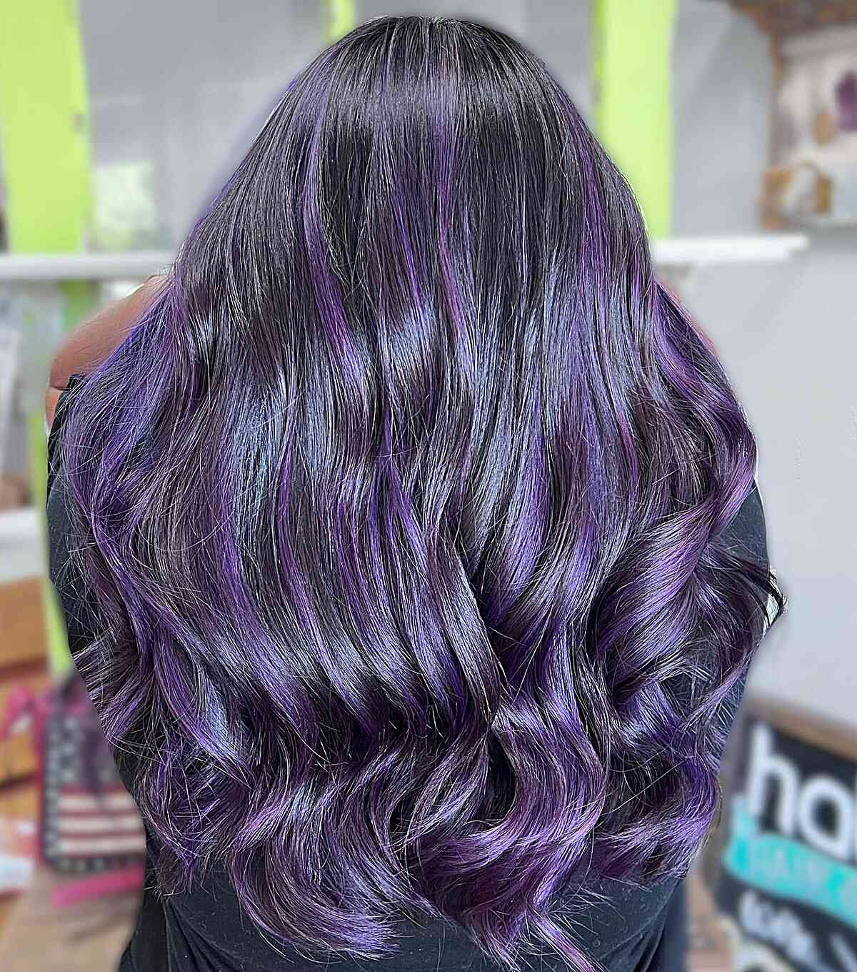 Dark Base With Vibrant Purple Highlights Visual Idea — Dark Purple Hair