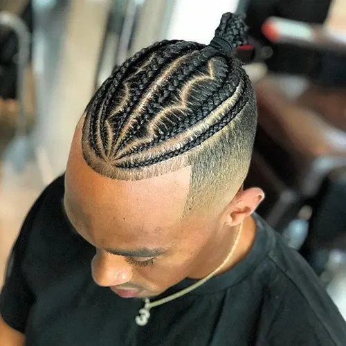 Undercut With Geometric Crown Bun — Cornrows for Men