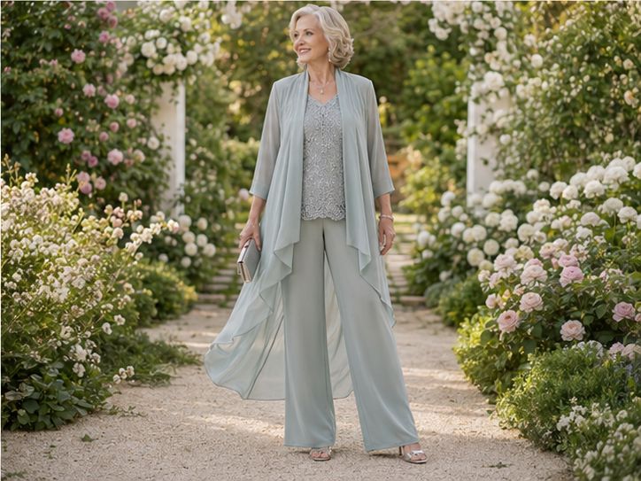 Best Dressy Pant Suits for Older Ladies to Wear to a Wedding | Mondressy