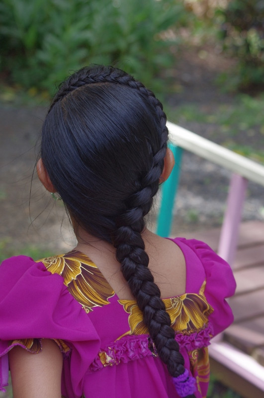 Side Dutch Braid with Flowers Side Dutch Braid with Flowers — Little Girl Braids