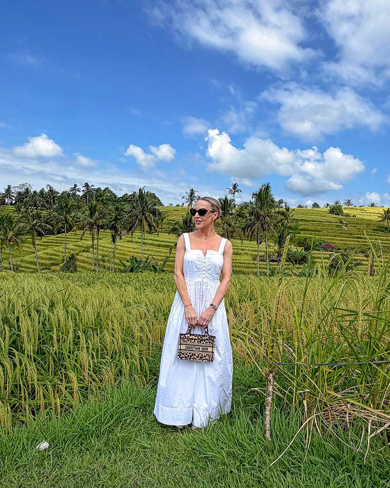 White Midi Dress for Elegant Sightseeing — Bali Outfits