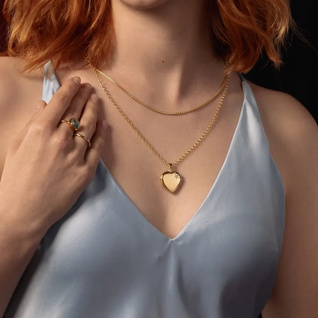 Diamond Accent Heart Locket with Satin Slip Dress — Locket Necklaces