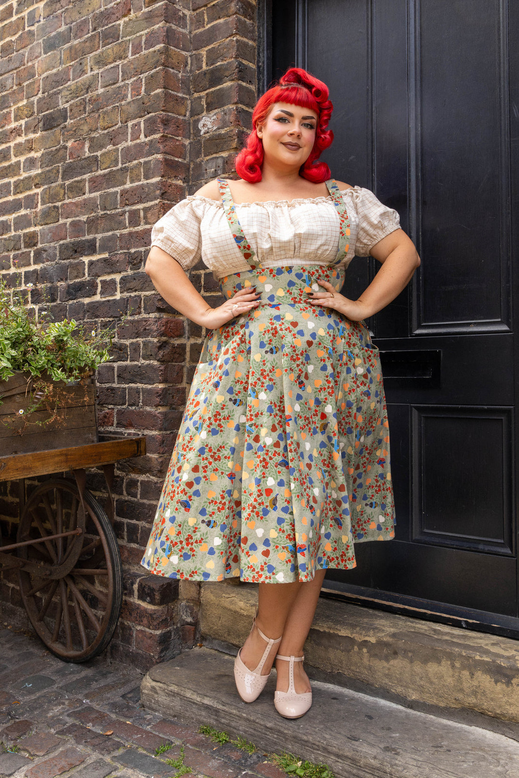 Playful Gingham and Floral Suspender Skirt Playful Gingham and Floral Suspender Skirt — Pin Up Outfits