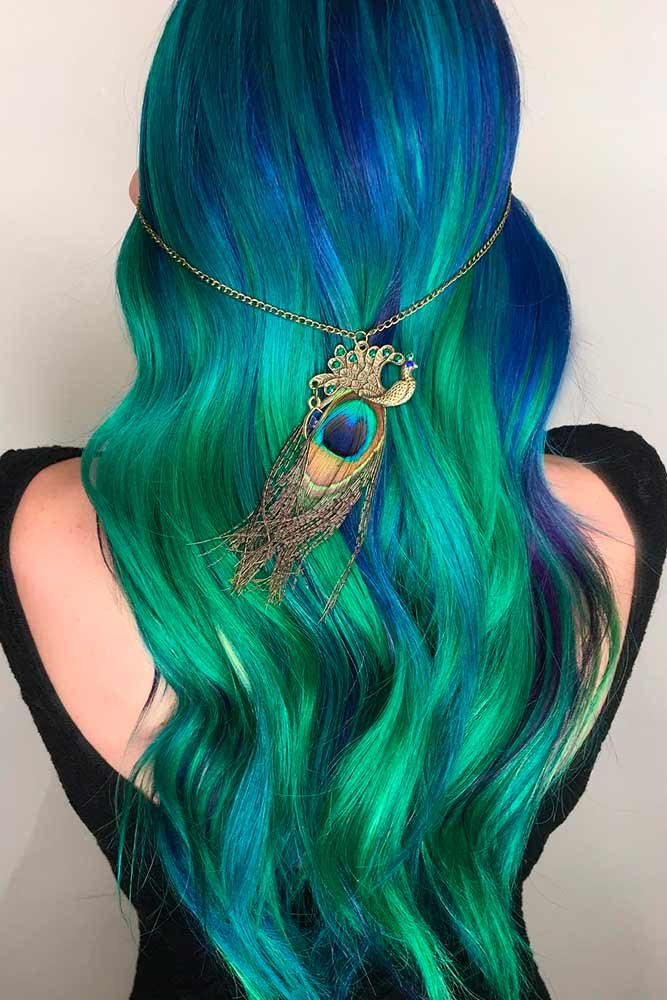 Mid-Back Teal Blue Lighter Streaks Accessory Mid-Back Teal Blue Lighter Streaks Accessory — Peacock Hair