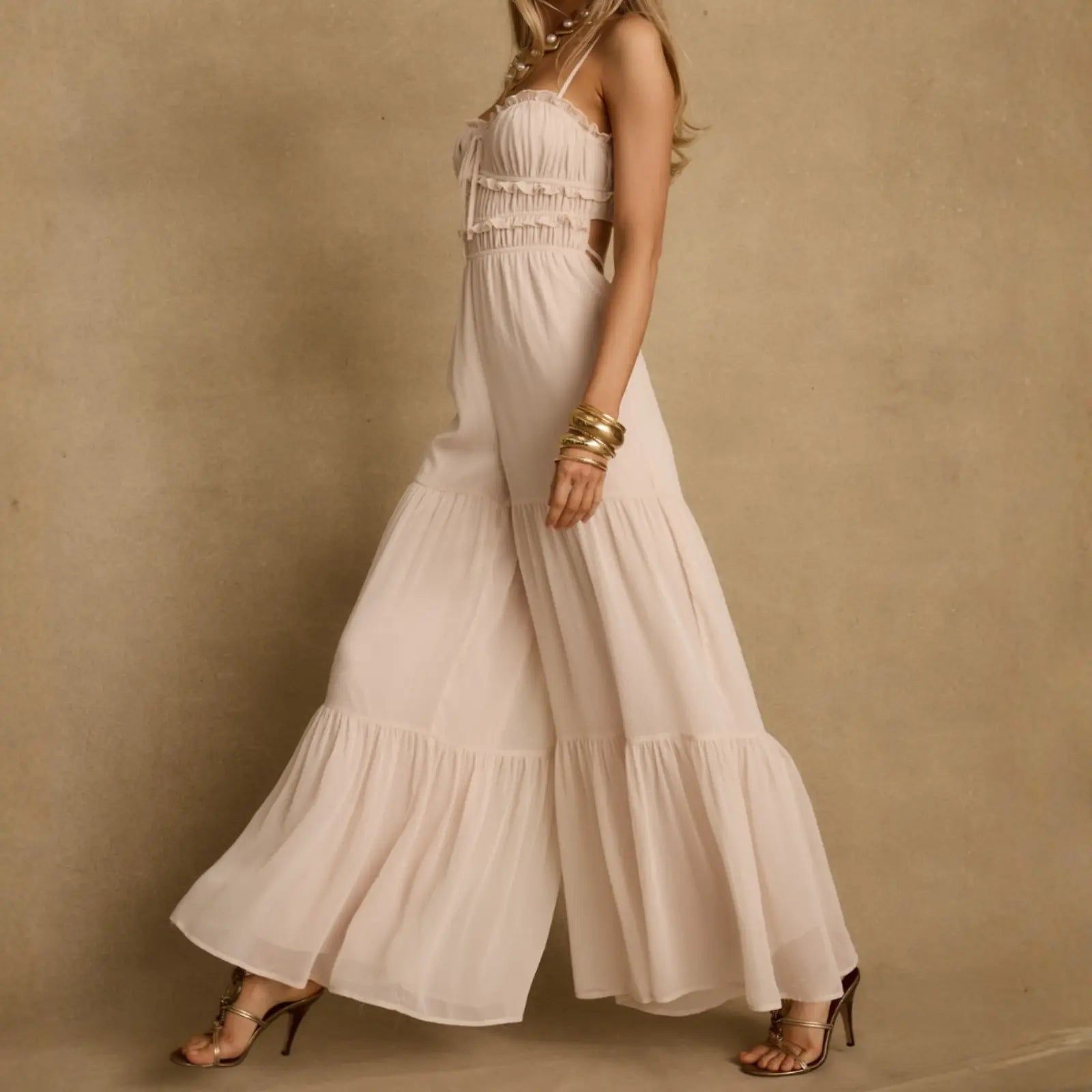 Blush Pink Wide-Leg Jumpsuit for Elegant Resort Evenings Blush Pink Wide-Leg Jumpsuit for Elegant Resort Evenings — Dominican Republic Outfits