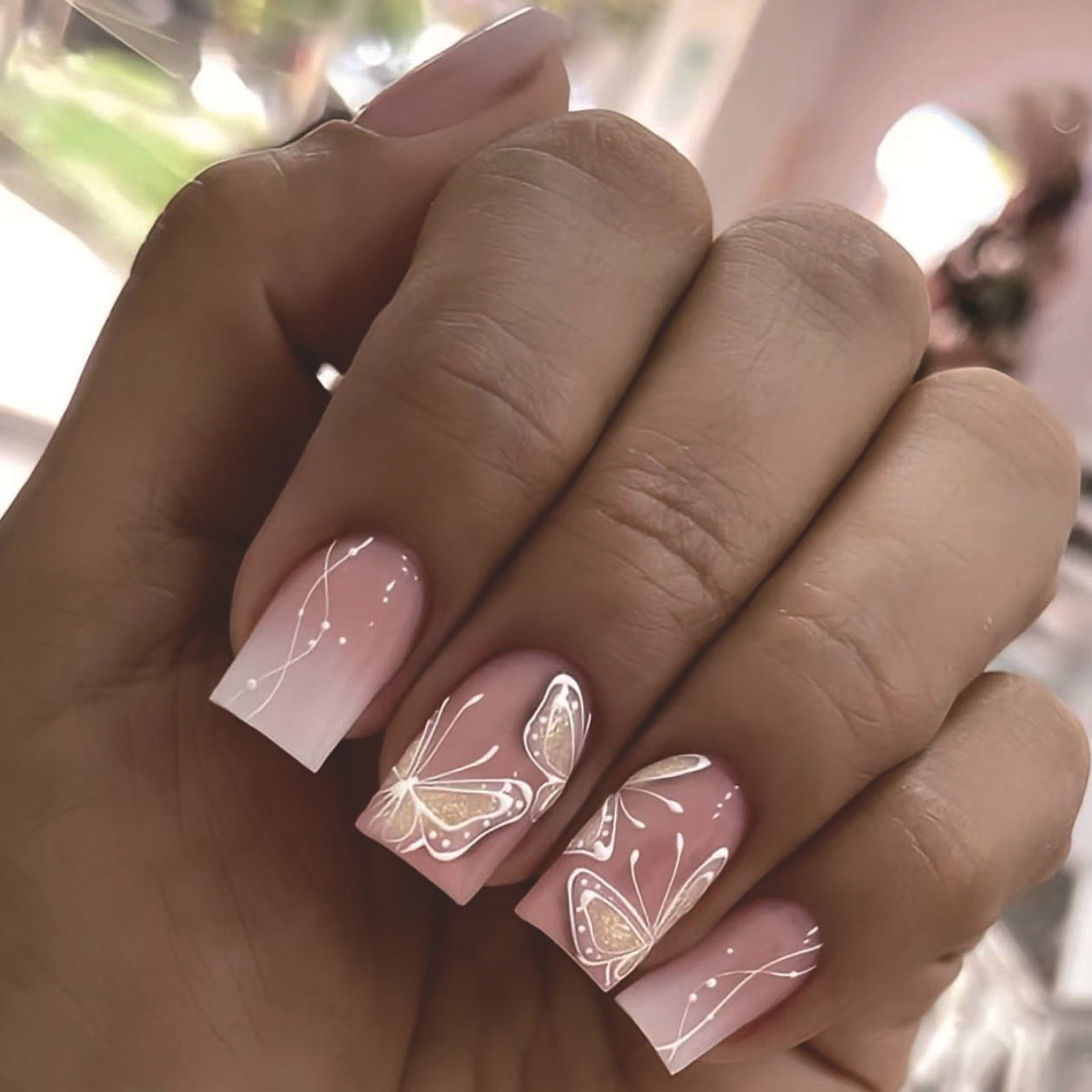 White Butterfly Outline Gradient Square White Butterfly Outline Gradient Square — Butterfly Nails