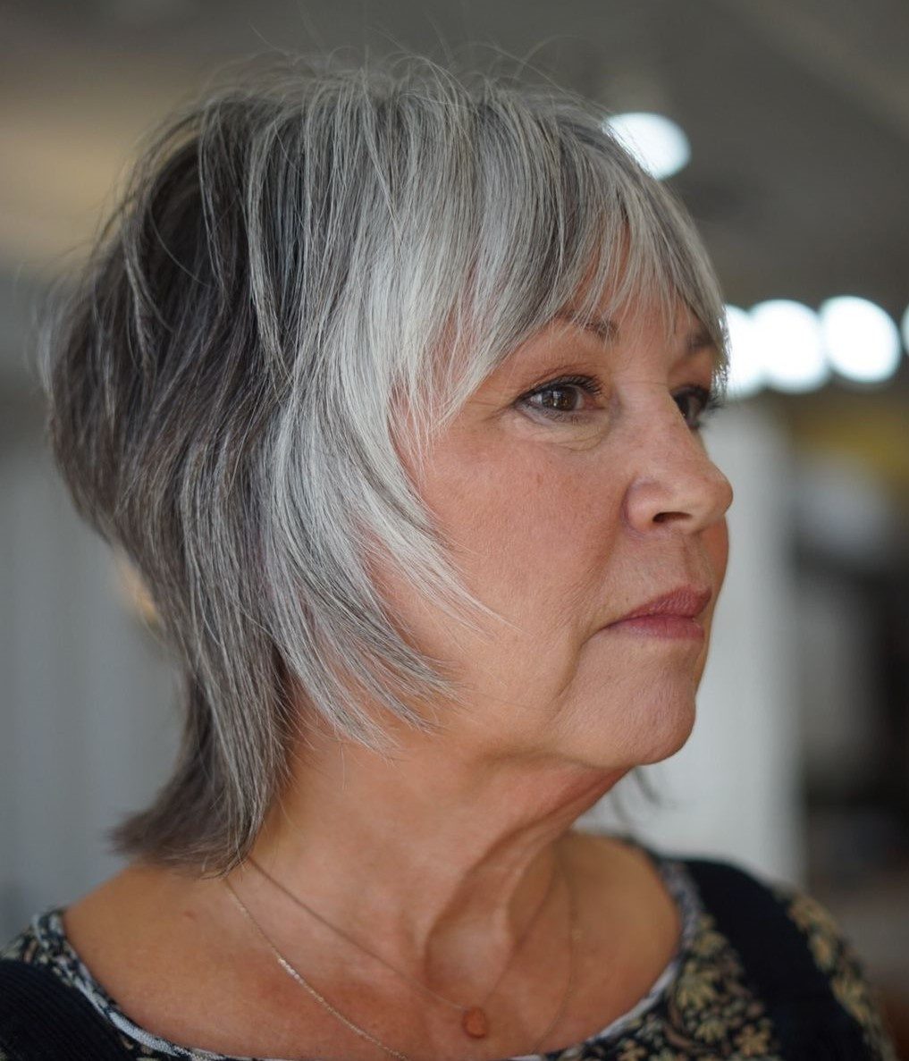 Gray Shag With Curtain Bangs Gray Shag With Curtain Bangs — Short Gray Haircuts