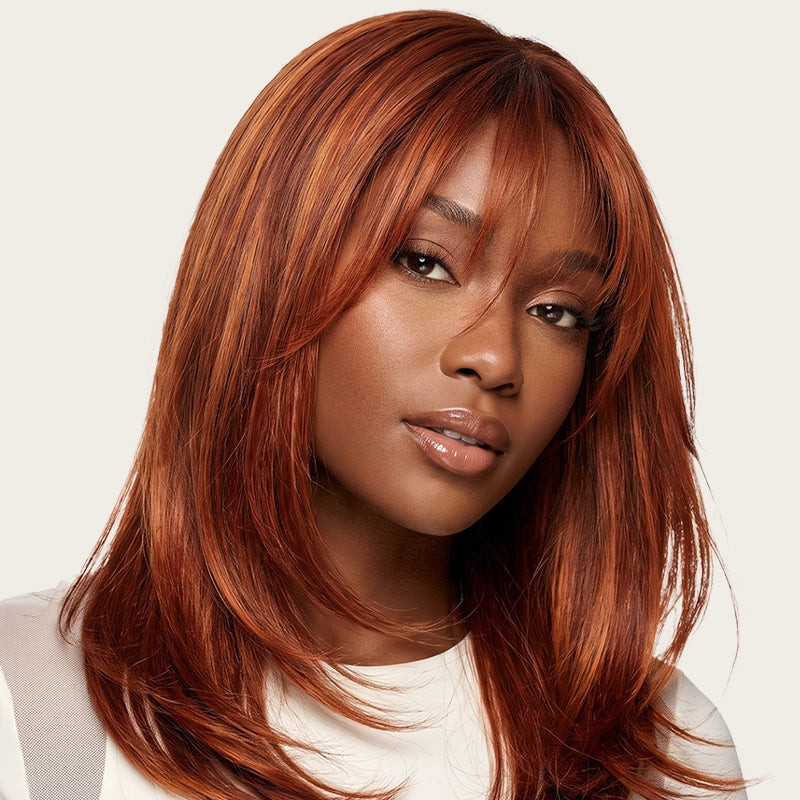 Shoulder Length Copper With Blunt Bangs — Copper Hair