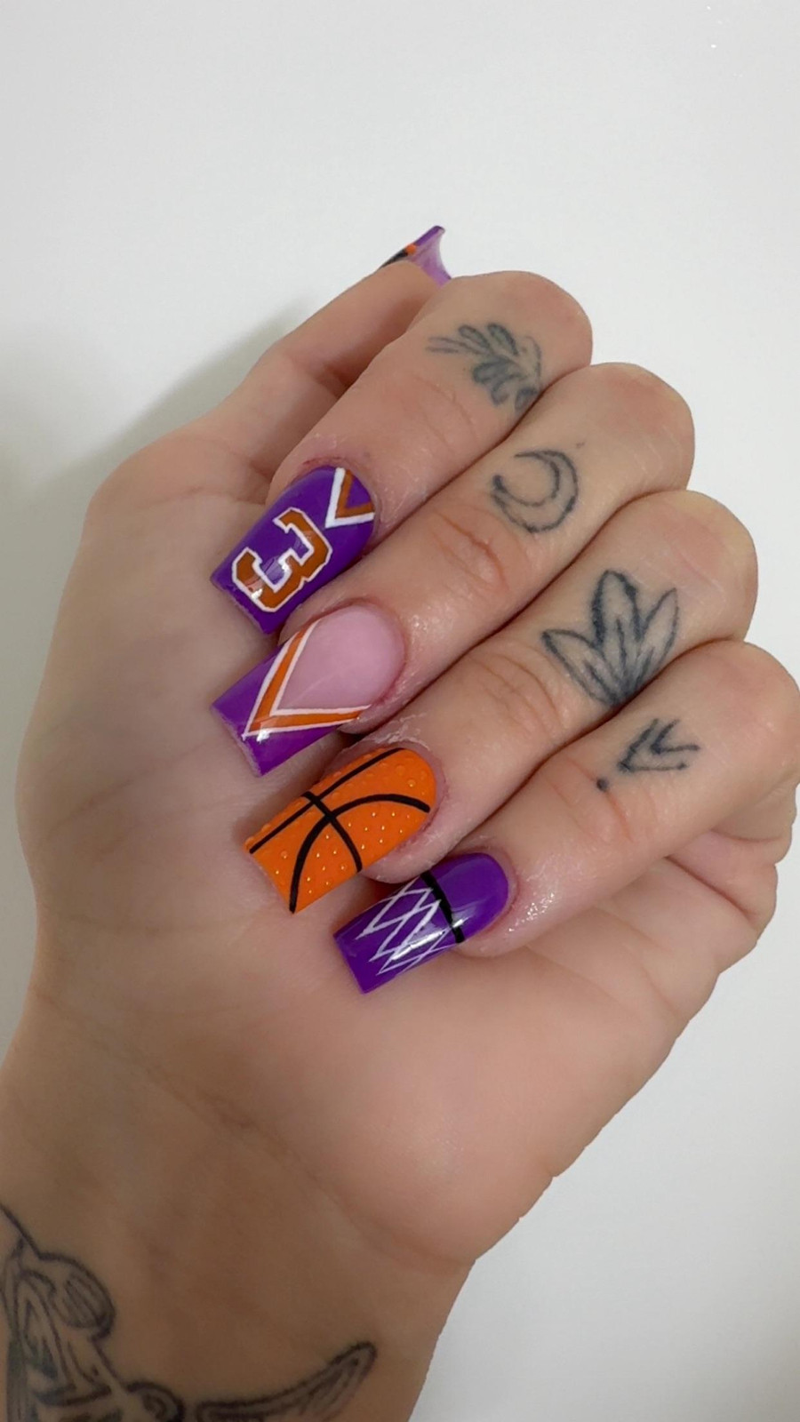 Purple And Orange Basketball Jersey Number Nails Purple And Orange Basketball Jersey Number Nails — Basketball Nails