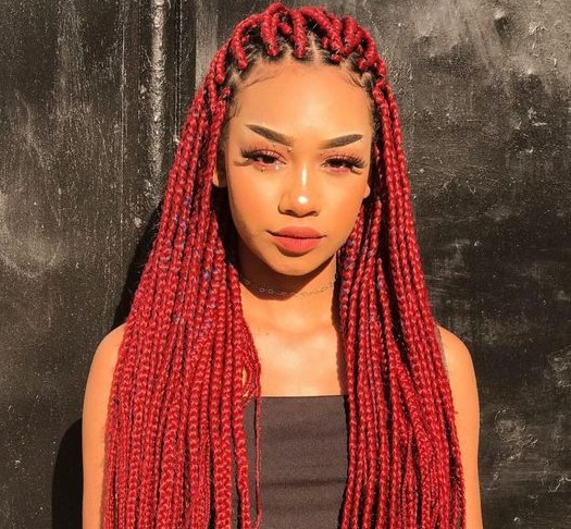 Uniform Vibrant Red Box Braids — Red Braids