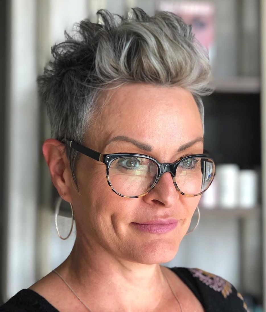 Grey With Dark Roots Visual Idea — Hairstyles with Glasses