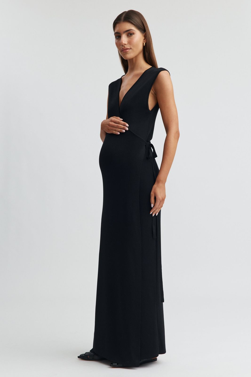 Sleeveless Black Ribbed Knit Maternity Maxi Dress Sleeveless Black Ribbed Knit Maternity Maxi Dress — Maternity Dresses