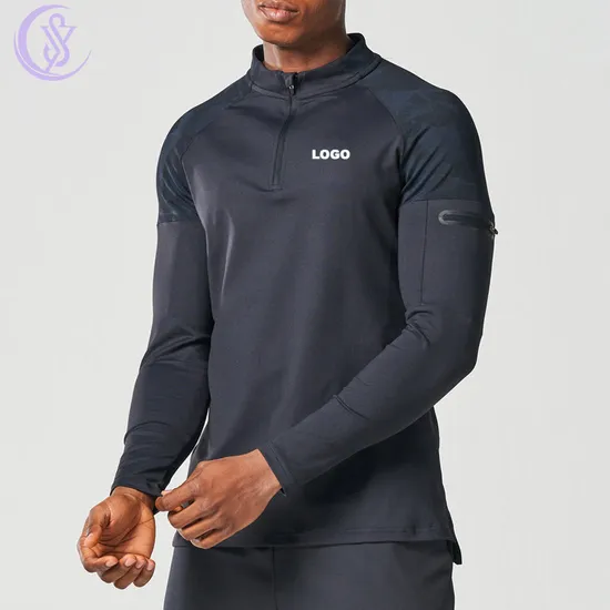 Sleek Performance: Fitted Black Quarter-Zip Sweatshirt for Gym — Mens Gym Outfits