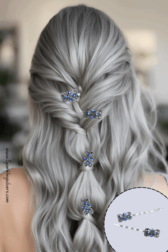 Braided Half-Up with Ornate Pins Braided Half-Up with Ornate Pins — Bobby Pin Hairstyles