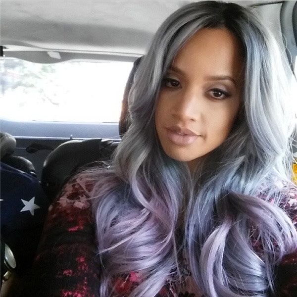 Gray To Lavender Ombre Waves — Hair Color for Latinas