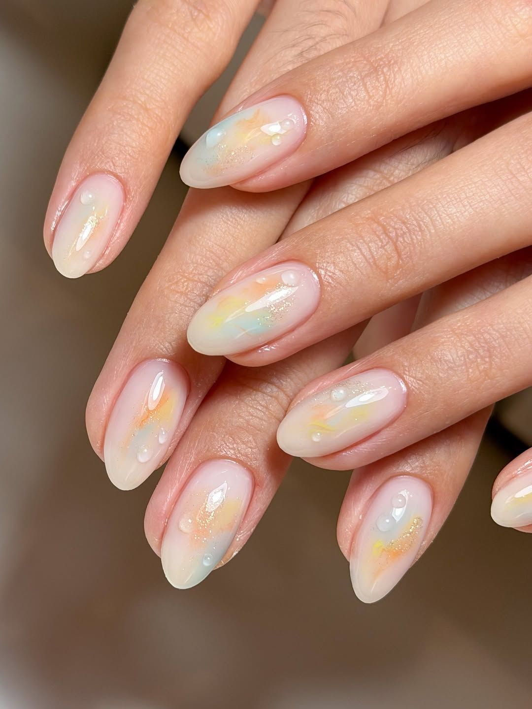 Medium Oval Dewdrop Watercolor Texture — Watercolor Nails