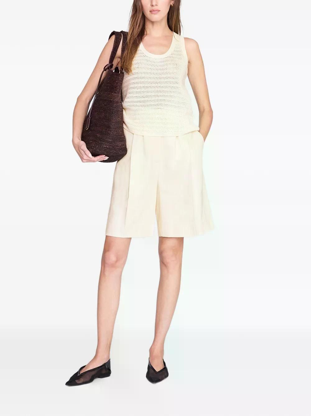 Black Mesh Ballet Flats with Cream Knit Tank and Wide-Leg Shorts Black Mesh Ballet Flats with Cream Knit Tank and Wide-Leg Shorts — Mesh Ballet Flats Outfits