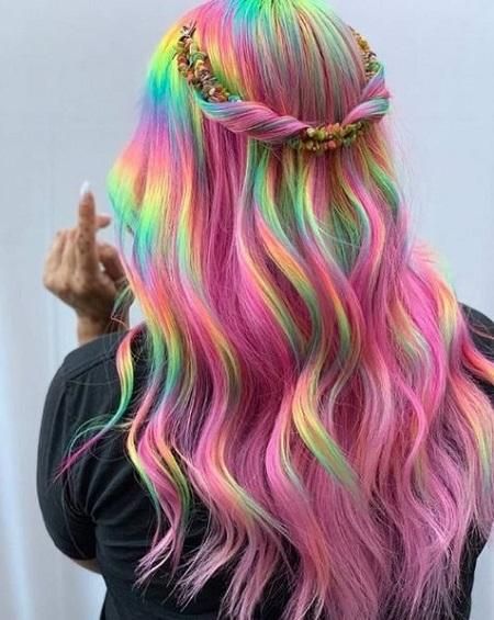 Layers Mid-Back Rainbow Waves Layers Mid-Back Rainbow Waves — Galaxy Hair