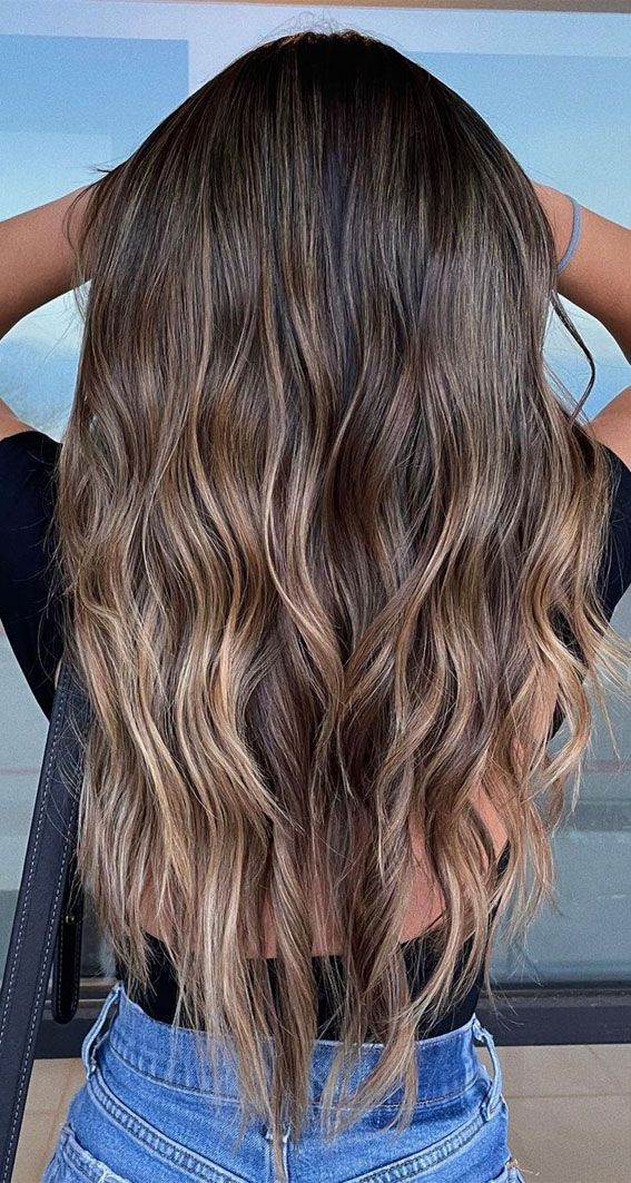 Dark Brown With Striking Blonde Balayage Dark Brown With Striking Blonde Balayage — Low Maintenance Hair Color