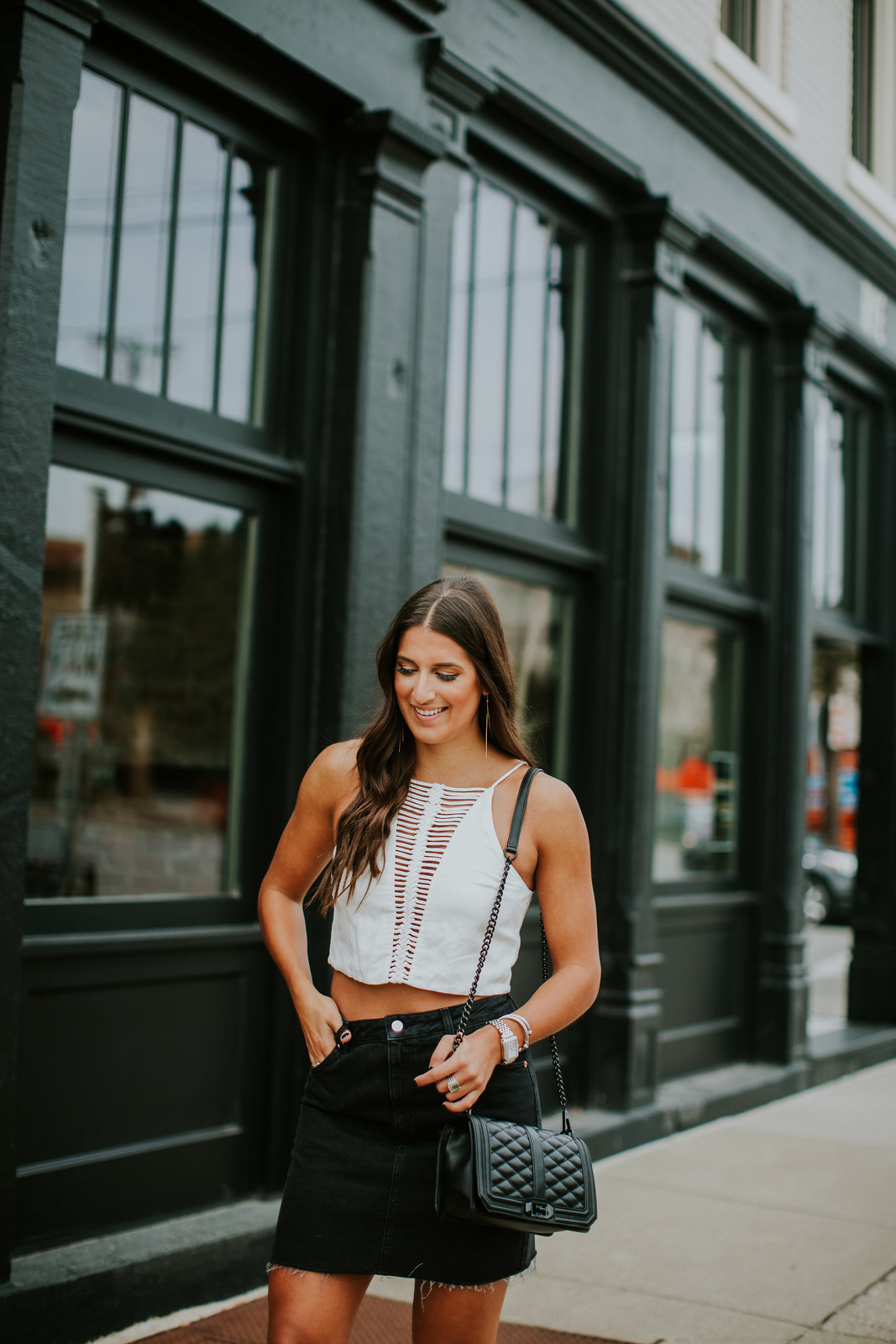 Summer Casual: Denim Mini Skirt and Cut-Out Top Summer Casual: Denim Mini Skirt and Cut-Out Top — Levi's Outfits