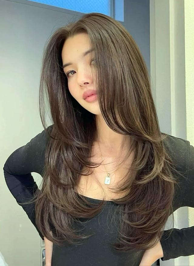 Long Layered Dark Brown With Auburn Tones — Layered Hair