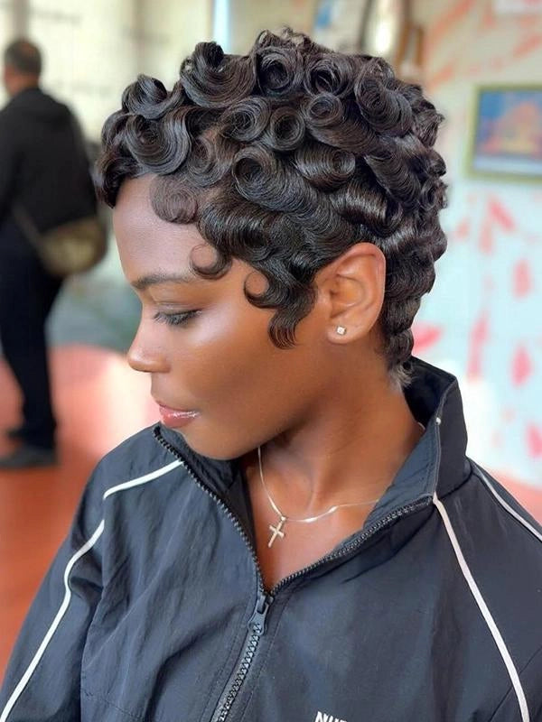 Sculpted Black Finger Waves Pixie Sculpted Black Finger Waves Pixie — Pixie Cut for Black Women