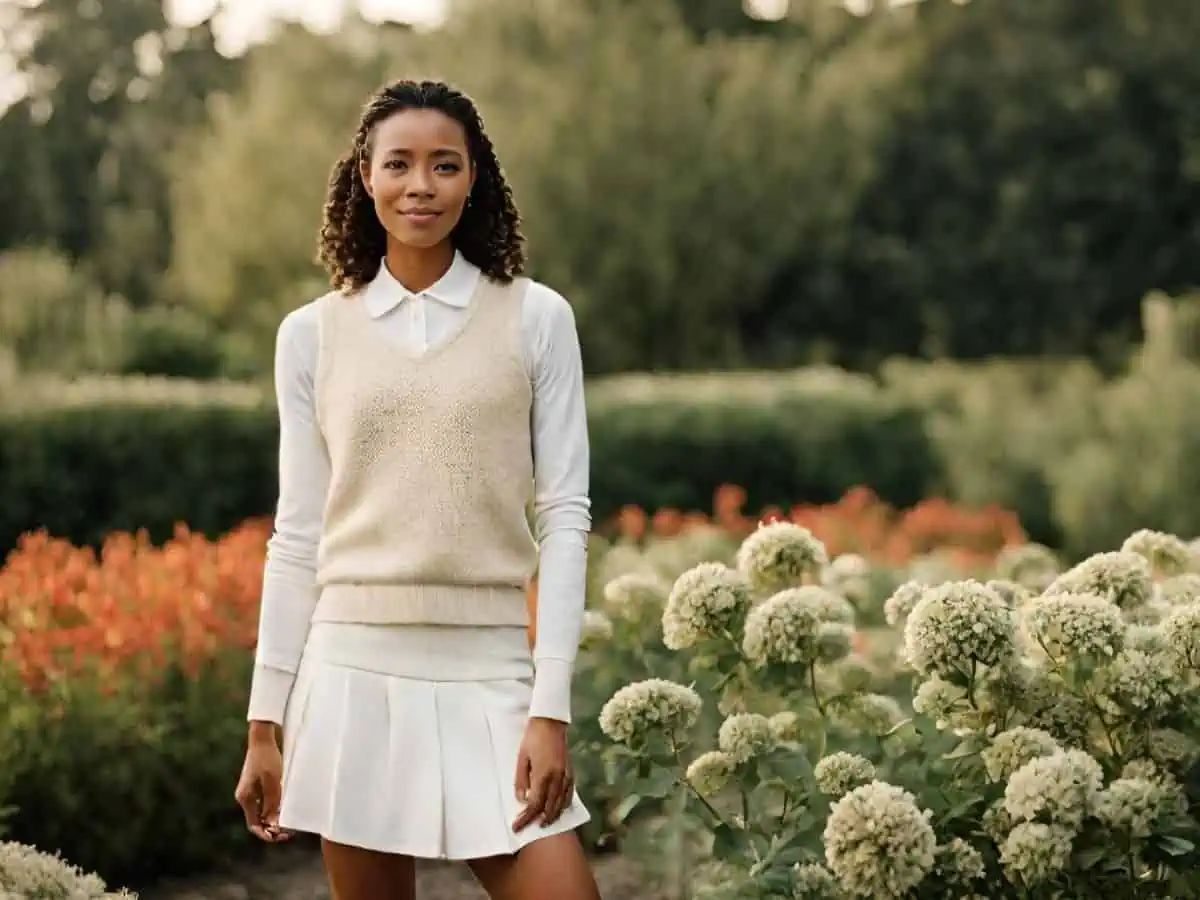 Preppy Layers: Vest Over Shirt with Pleated Mini Skirt Preppy Layers: Vest Over Shirt with Pleated Mini Skirt — Outfits for Small Bust
