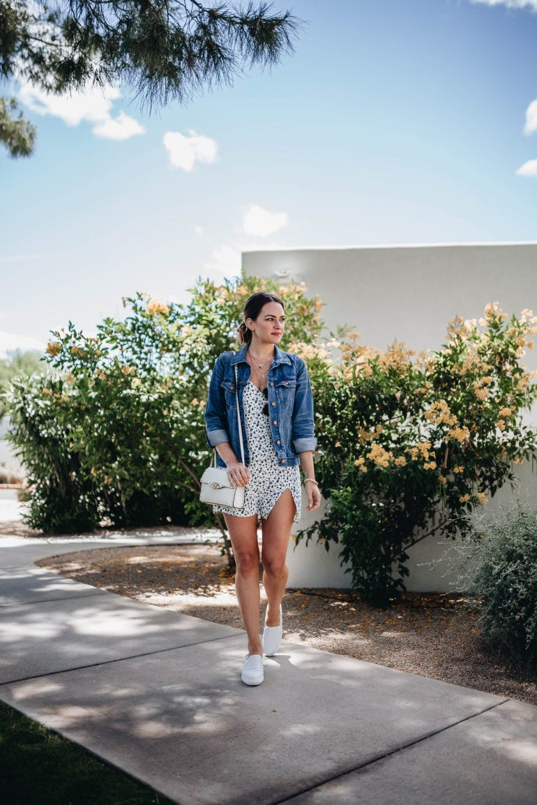 Playful Polka Dots: Romper and Denim Jacket — Arizona Outfits