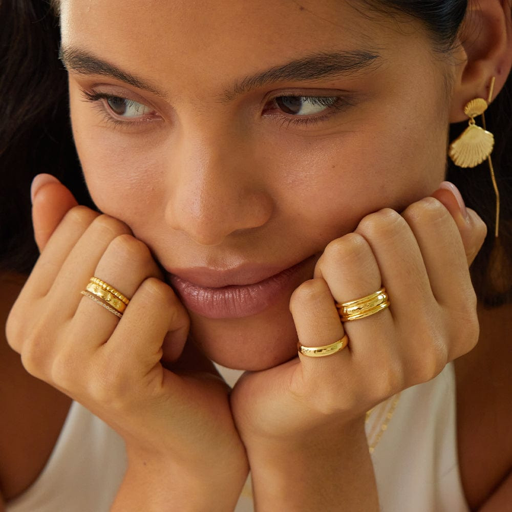 Delicate Gold-Plated Rings with Crystal Embellishments Delicate Gold-Plated Rings with Crystal Embellishments — Gold Ring Stack