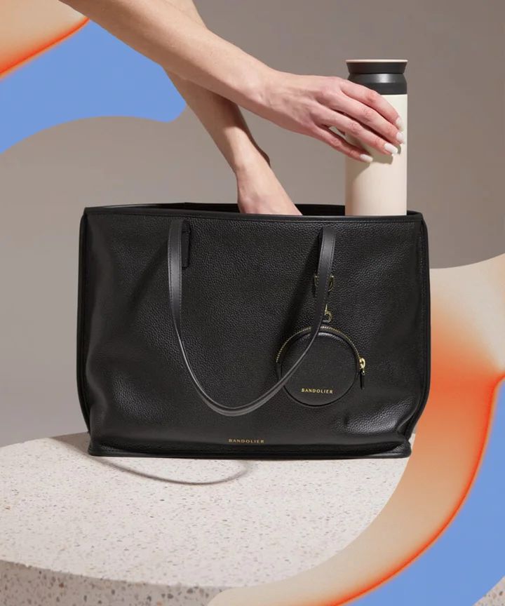 Pebbled Leather Tote with Coin Purse Accessory — Laptop Bags for Women