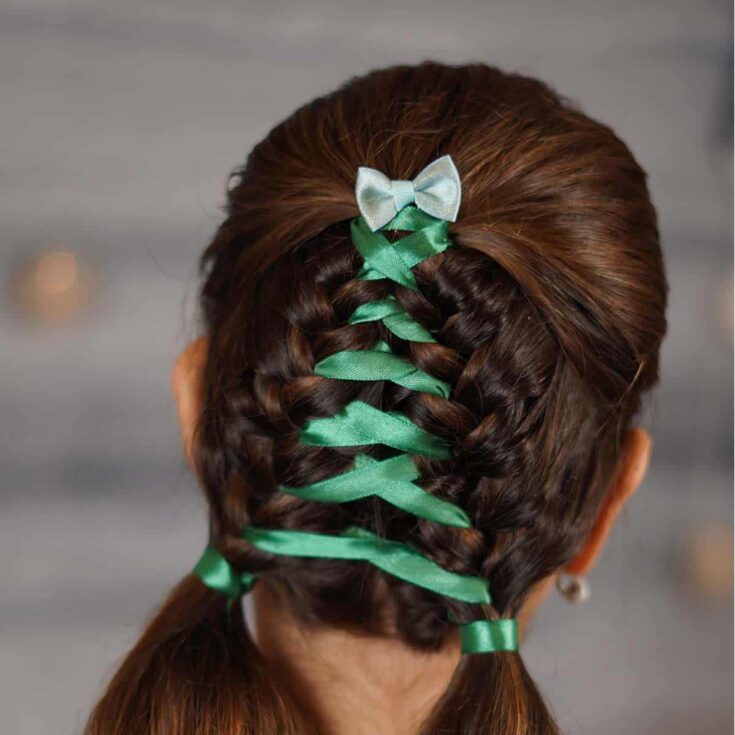Double French Braid With Ribbon — Cheer Hairstyles