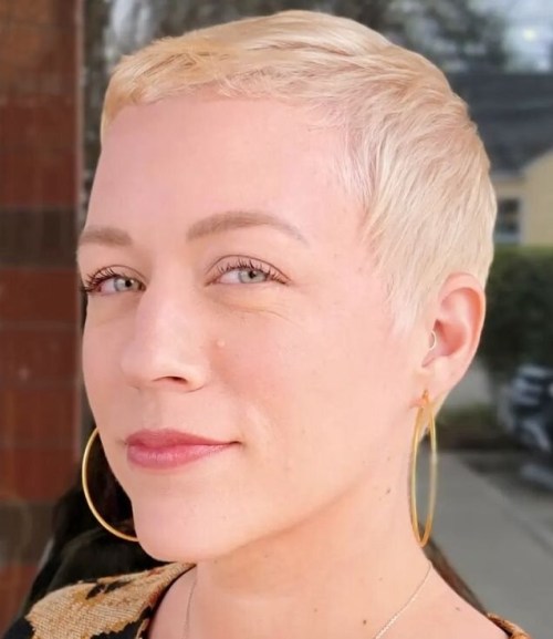Platinum Blonde Visual Idea — Pixie Cut for Thin Hair